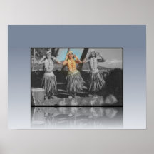 Hawaiian 1958 Hula Girls  Retro Poster