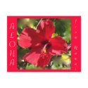 Hawaiian Aloha Red Hibiscus Flower postcards