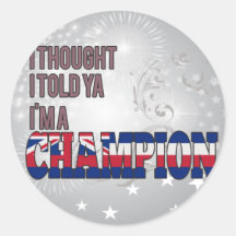 Hawaiian and a Champion Round Sticker
