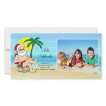Hawaiian Christmas Santa Christmas Photo Card.