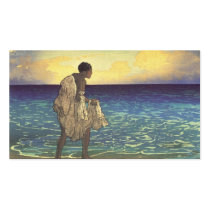 Hawaiian Fisherman, woodblock print Business Cards