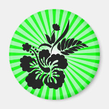 Hawaiian Flowers; green Refrigerator Magnets