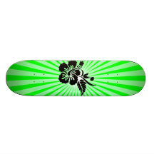 Hawaiian Flowers; green Skateboard