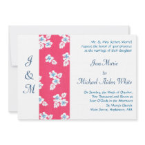 Hawaiian Flowers Monogram Wedding Invitation