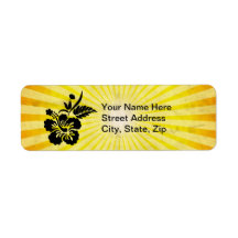 Hawaiian Flowers Silhouette Labels