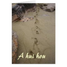 Hawaiian Footprints in Beach Sand Sympathy Greeting Cards