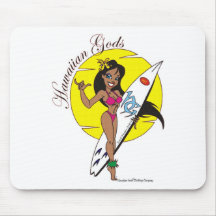 Hawaiian Gods  - Surf Girl Mouse Pads