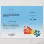 Hawaiian hibiscus flower beach wedding program flyer