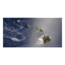 Hawaiian Islands Satellite View Picture Card