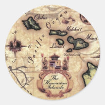 Hawaiian Islands vintage map print Round Stickers