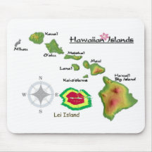 Hawaiian Islands with rarely seen Lei Island Print Mouse Pads