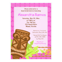 Hawaiian Luau Tiki 5x7 Bridal Shower Invite