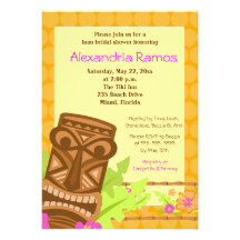 Hawaiian Luau Tiki 5x7 Bridal Shower Invite