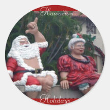 Hawaiian Mr. and Mrs. Santa, stickers