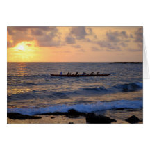 Hawaiian Outrigger Canoe at Sunset Card