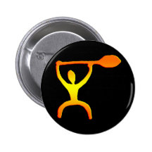 Hawaiian Paddle Man Petroglyph - Button