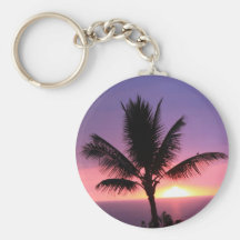 Hawaiian Palm Tree & Colorful Sunset Key Chain