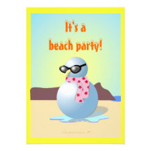 Hawaiian Snowman Funny Beach Party Invites Templat