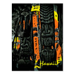 Hawaiian sunset tiki statues custom postcard