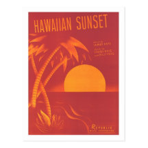 Hawaiian Sunset Vintage Songbook Cover Post Cards