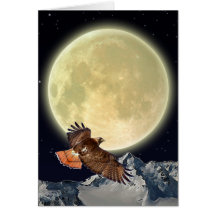 HAWK, MOUNTAINS & MOON Raptor Greeting Card