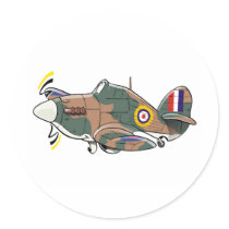 hawker hurricane caricature round stickers