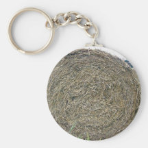 Hay bales in a field under the sky key chain