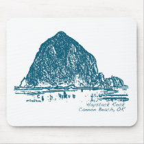 Haystack Rock Illustration Mouse Pad