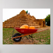 Haystack with Pumpkins & Wheelbarrow Posters