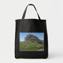 Haytor. Rocks in Devon England. On Black. Bags
