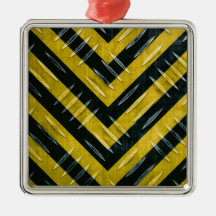 Hazard Stripe Diamond Plate Textured Ornaments