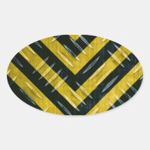 Hazard Stripe Diamond Plate Textured Oval Stickers