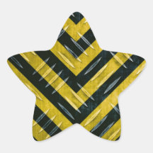 Hazard Stripe Diamond Plate Textured Star Sticker