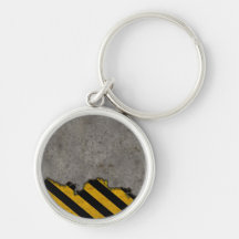 Hazard Striped Stone Texture Keychain