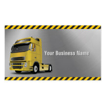 Hazard Stripes Yellow Truck Metal Business Card