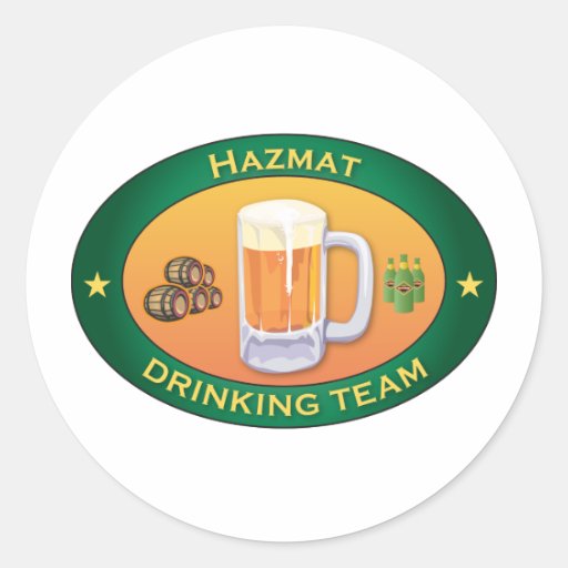 Hazmat Drinking Team Round Sticker