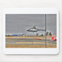 HDR Helicopter Landing Near Red Plane Mousepad