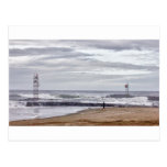 HDR Ocean Beach Waves Scenic 2  Light Towers Post Cards