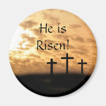 He is Risen Crosses and Sunset Easter Magnet magnets