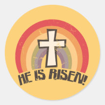 He Is Risen Religious Easter Round Stickers