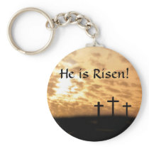 He is Risen! Three Crosses and Sunset Key Chain