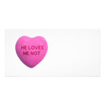 He Loves Me Not Pink Candy Heart Photo Card Template