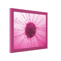 "He Loves Me" Pink Daisy Canvas Prints
