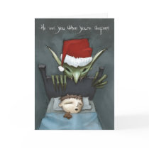He sees you when you're sleeping greeting card