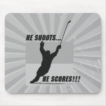 he shoots he scores hockey design mouse pads