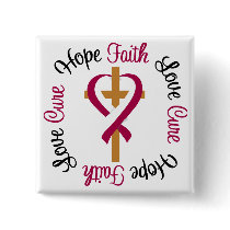 Head Neck Cancer Faith Hope Love Cross Pinback Button