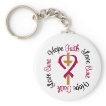 Head Neck Cancer Faith Hope Love Cross Keychains