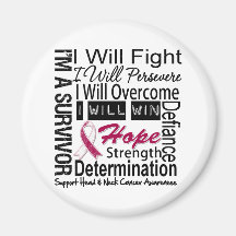 Head Neck Cancer Fight Persevere Overcome Win Refrigerator Magnets