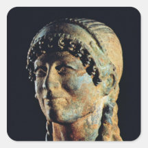 Head of an Etruscan Woman Square Stickers