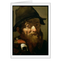 Head of an Old Man, detail of Portrait of an Old M Greeting Card